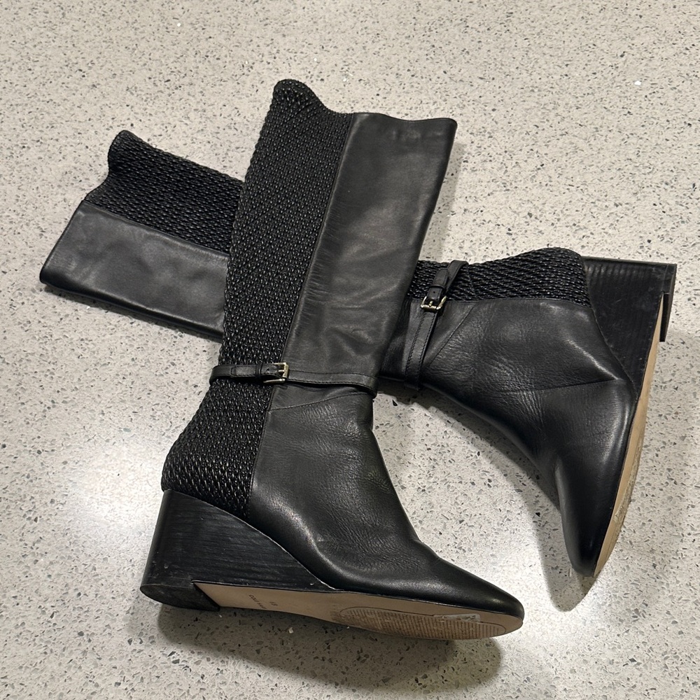 Cole Haan Black Wedge Heeled Boots